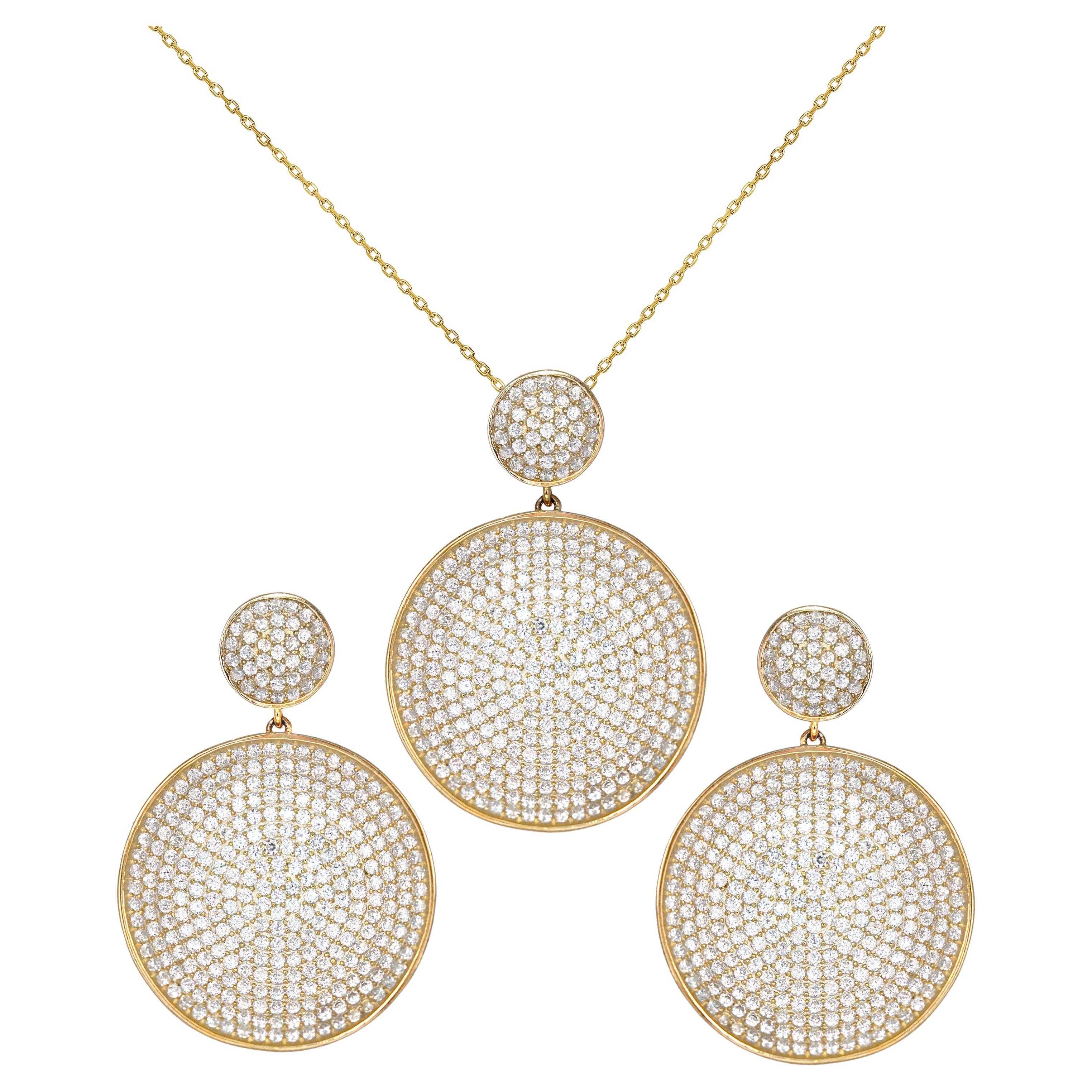 Fei Liu Diamanté 18ct Gelbgold vergoldet 925 Silber Halskette Tropfen Ohrringe Set im Angebot