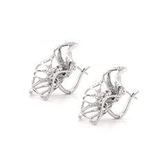 Fei Liu Diamond 18 Karat Gold Open Work Omega Back Statement Earrings