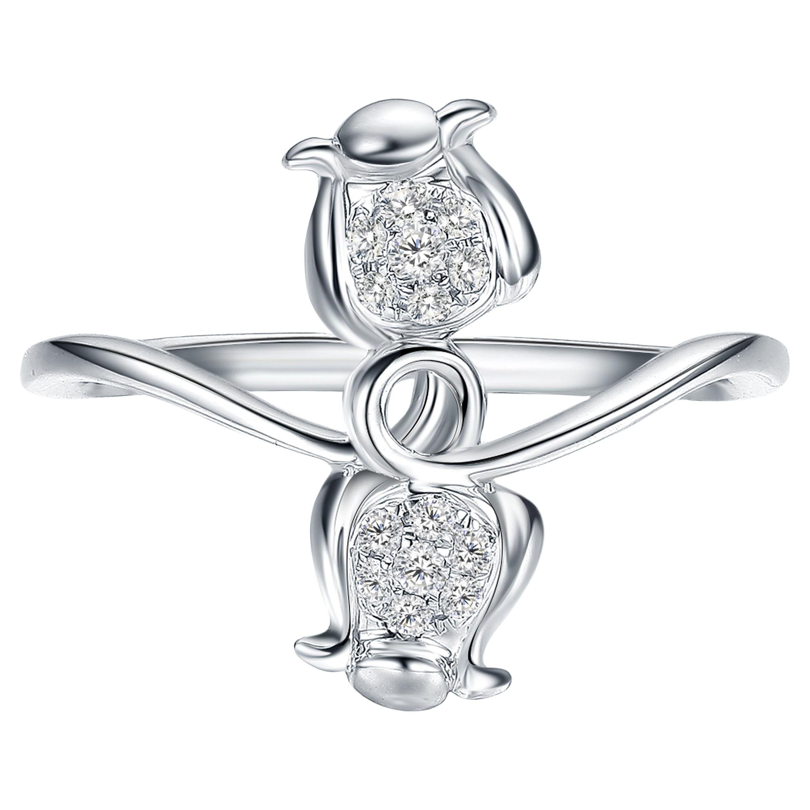 Fei Liu Diamant 9 Karat Weißgold Mode-Blumenring - Größe 6,25 (~M)