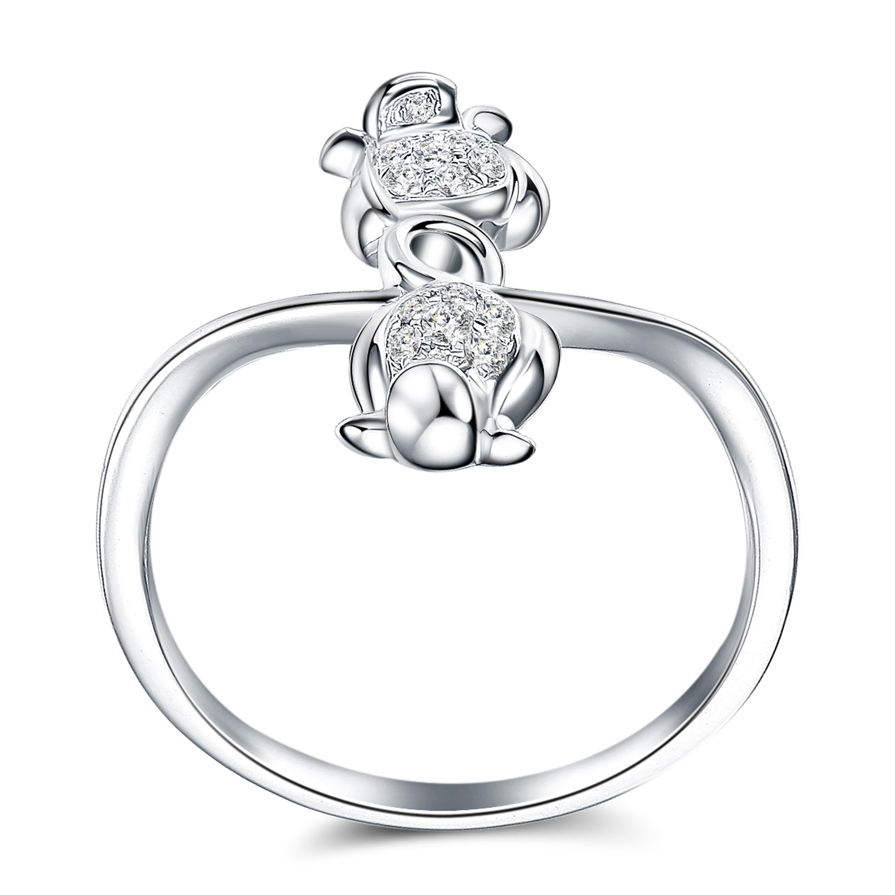 Brilliant Cut Fei Liu Diamond 9 Karat White Gold Fashion Flower Ring - Size 7.25 (~O) For Sale