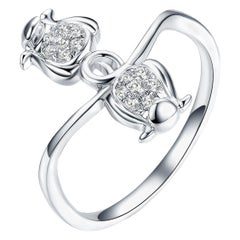 Fei Liu Diamond 9 Karat White Gold Fashion Flower Ring - Size 7.25 (~O)