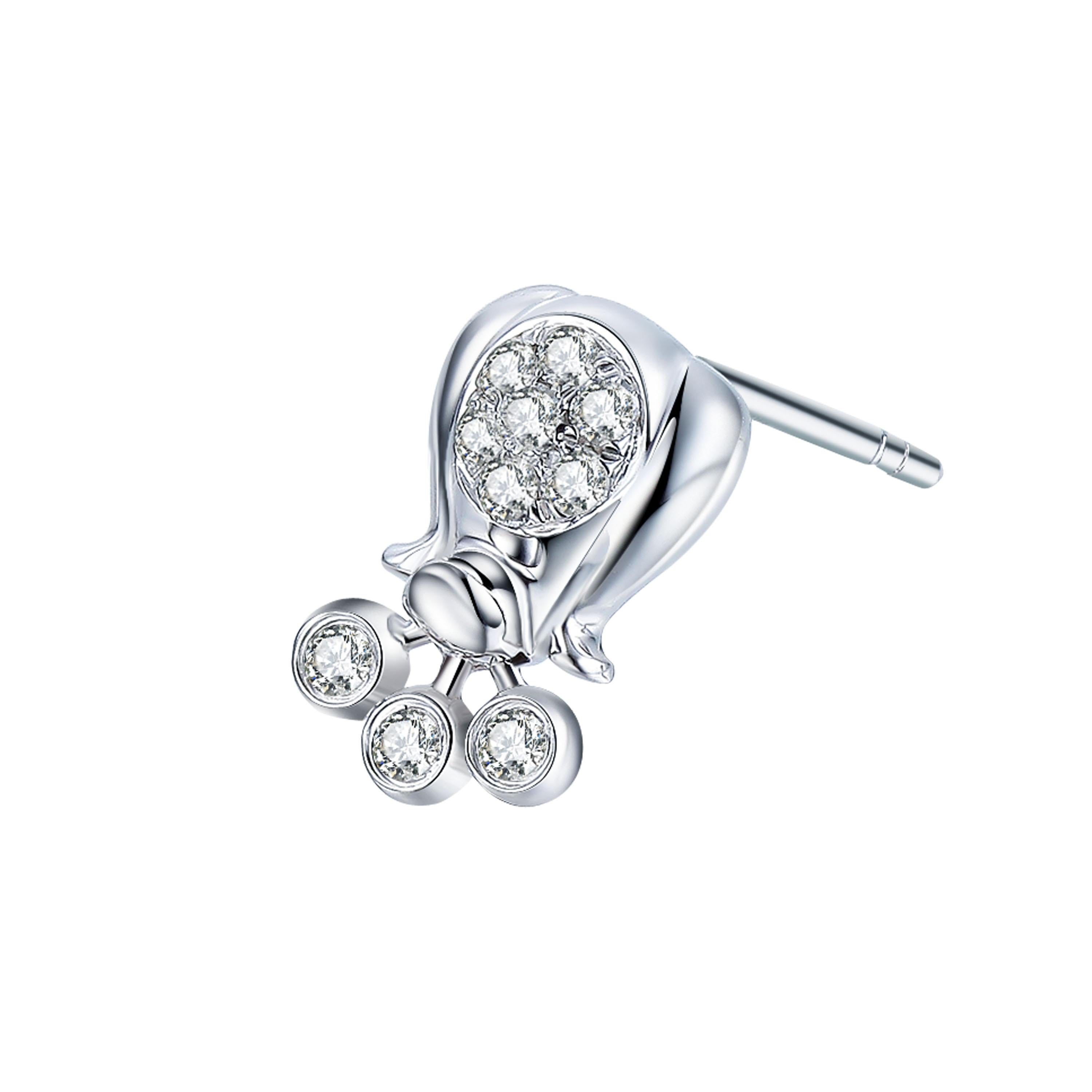 Contemporary Fei Liu Diamond 9 Karat White Gold Single Small Stud Earring For Sale