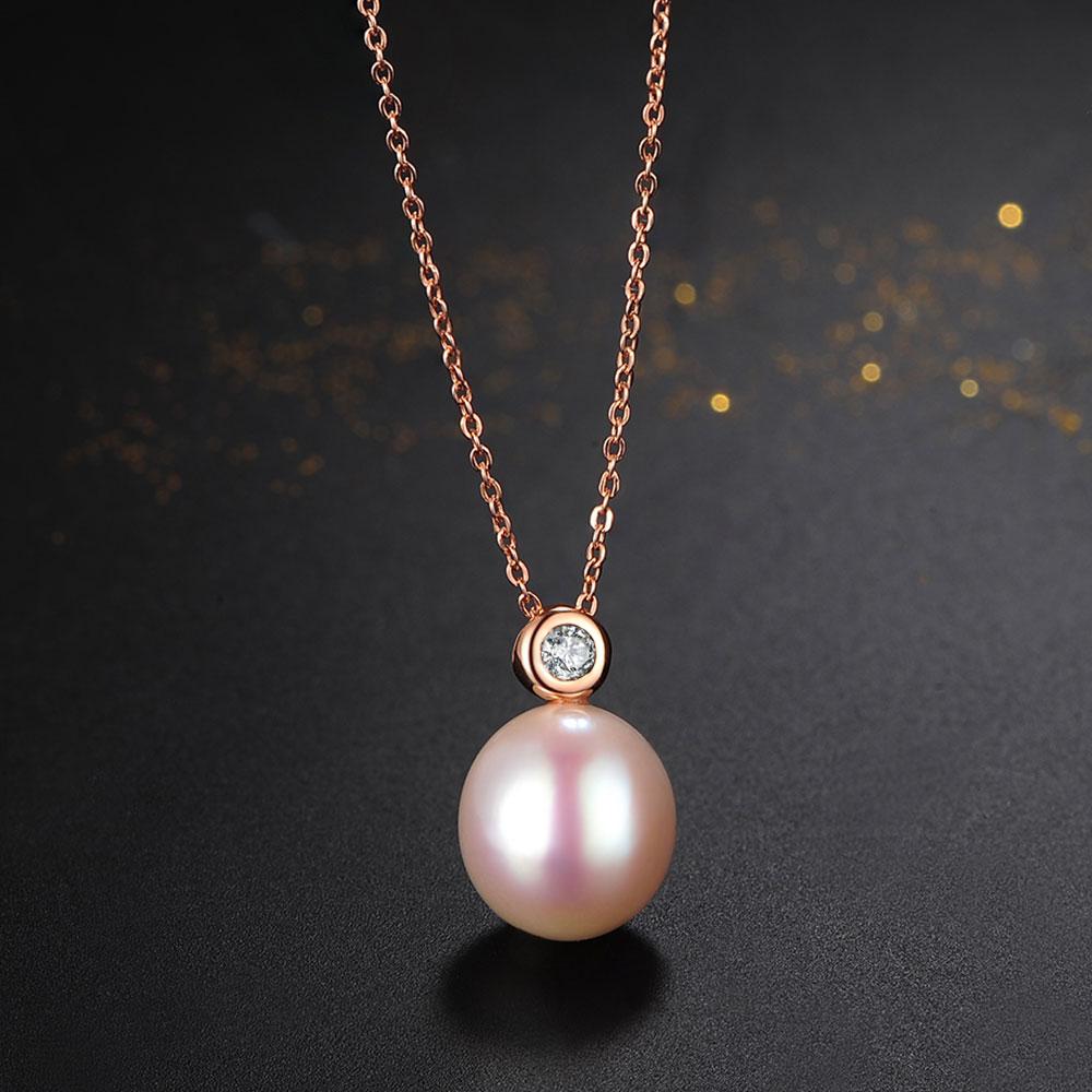 Contemporary Fei Liu Diamond and Pearl 18 Karat Rose Gold Pendant Necklace For Sale