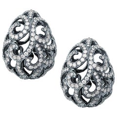 Fei Liu Diamond 18 Karat Black Gold Egg Stud Earrings