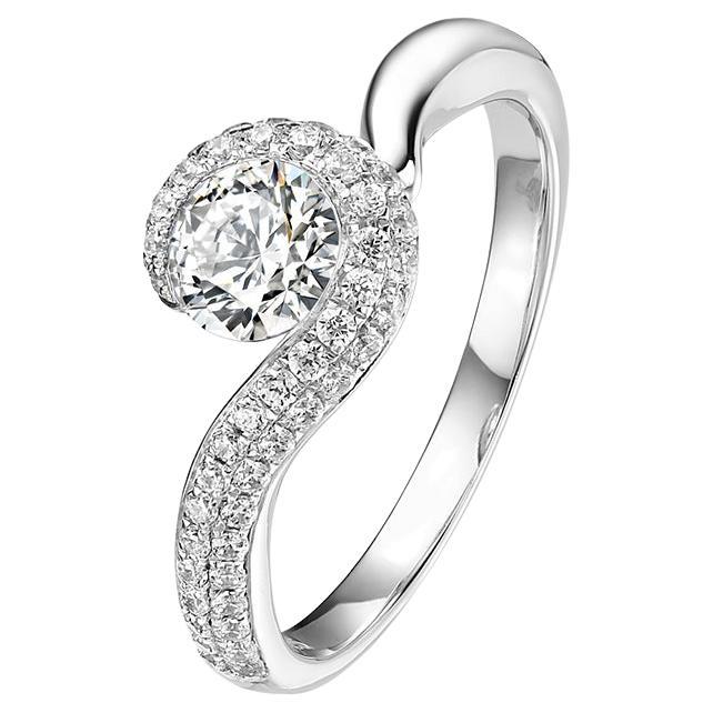 Fei Liu Diamond Platinum Arabella Engagement Ring - Size L (Approx 5.75 US) For Sale