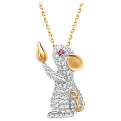 Fei Liu Diamond Ruby Yellow Diamond Pendant Necklace