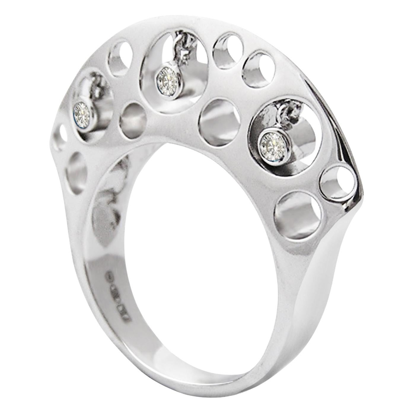 Fei Liu Diamond 18 Karat White Gold Statement Ring