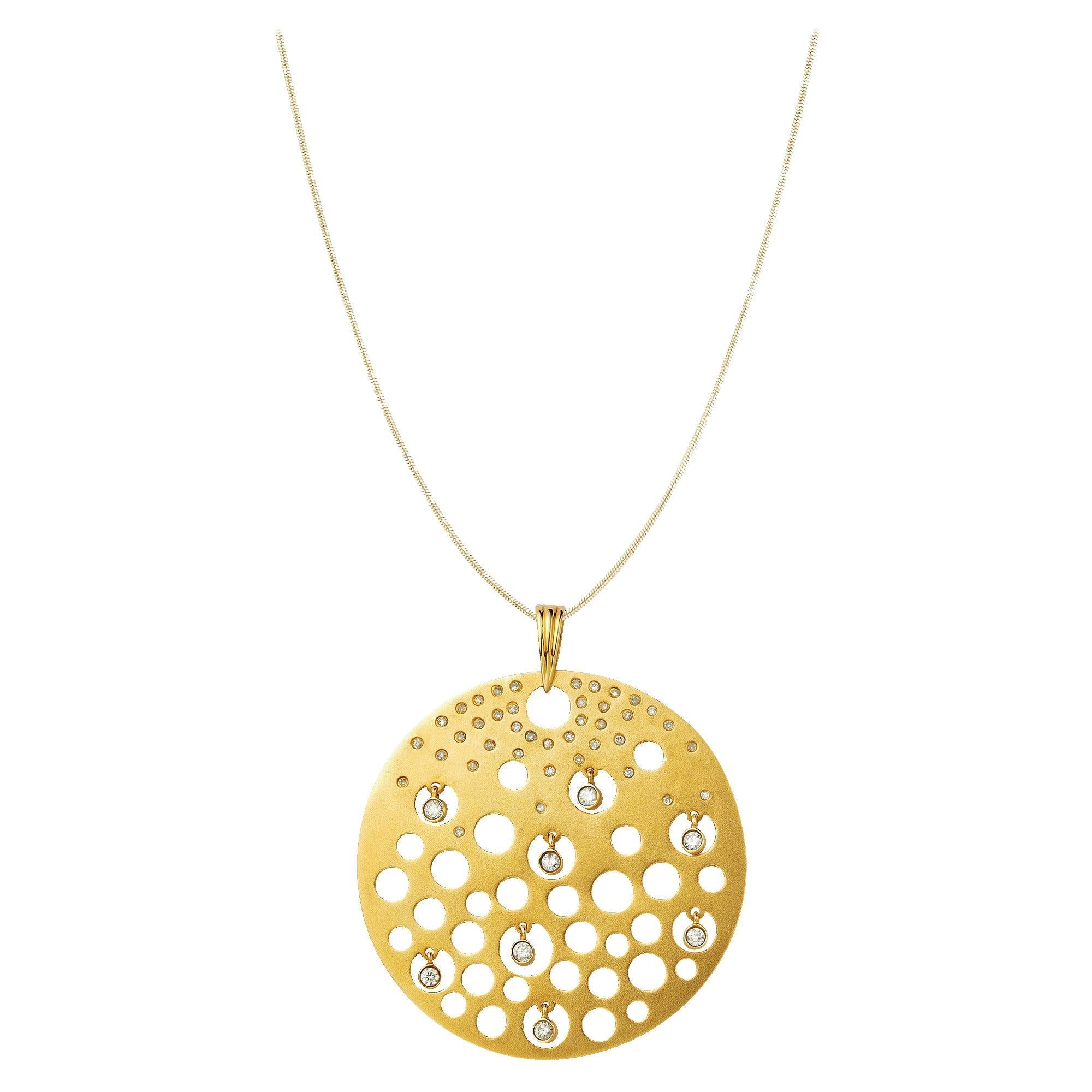 Fei Liu Diamond 18 Karat Yellow Gold Statement Pendant Necklace