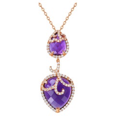 Fei Liu Double Amethyst Rose vergoldet Sterling Silber Anhänger Halskette