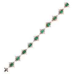 Fei Liu Emerald Diamond Pearl 18 Karat White Gold Bracelet - 7 inches