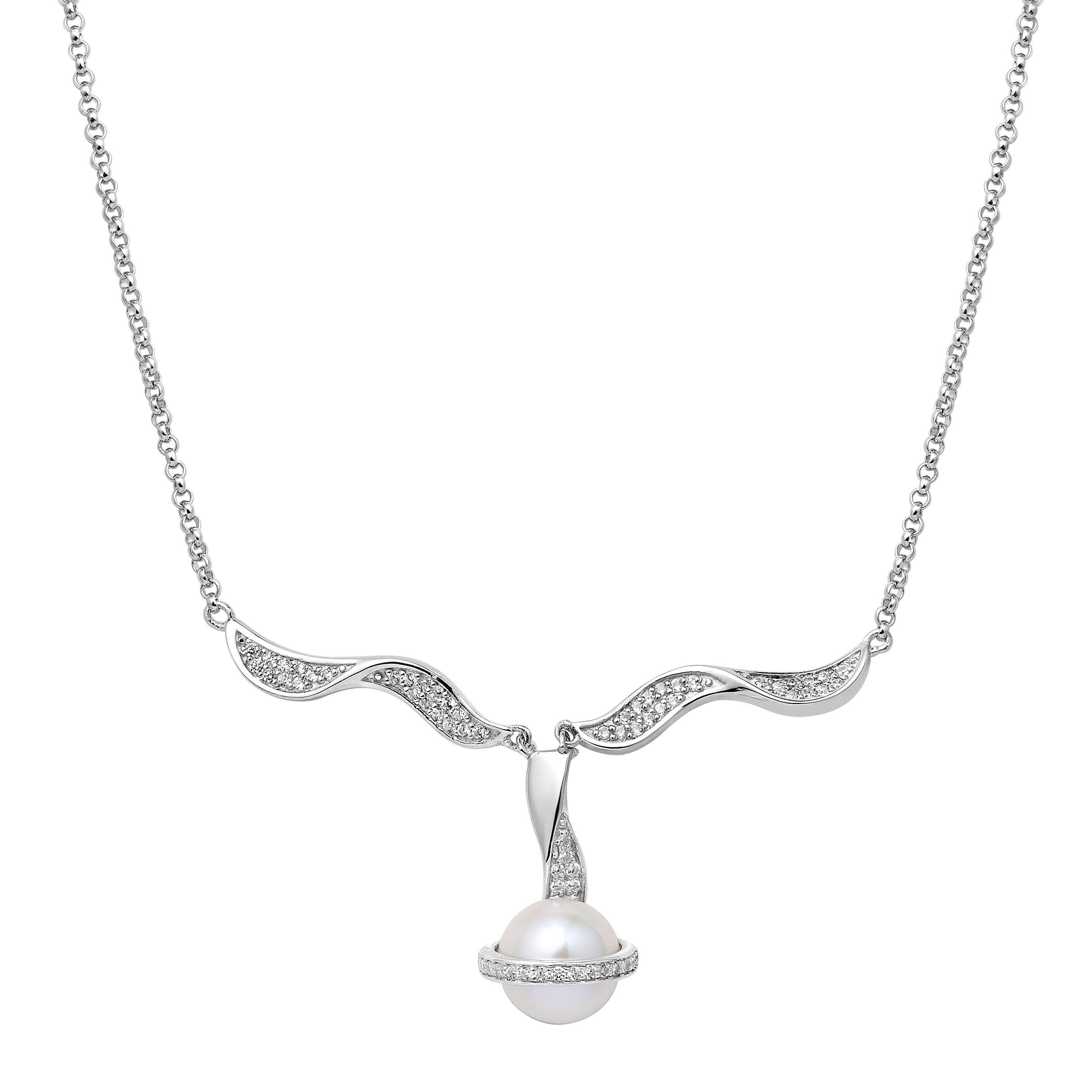 Fei Liu Freshwater Pearl Cubic Zirconia Sterling Silver Necklace