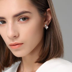 Fei Liu Freshwater Pearl CZ Sterling Silver Stud Pendant and Earring Set