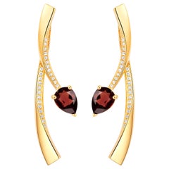 Fei Liu Garnet Cubic Zirconia Sterling Silver Two-Piece Drop Earrings