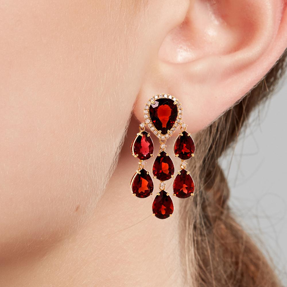 garnet chandelier earrings