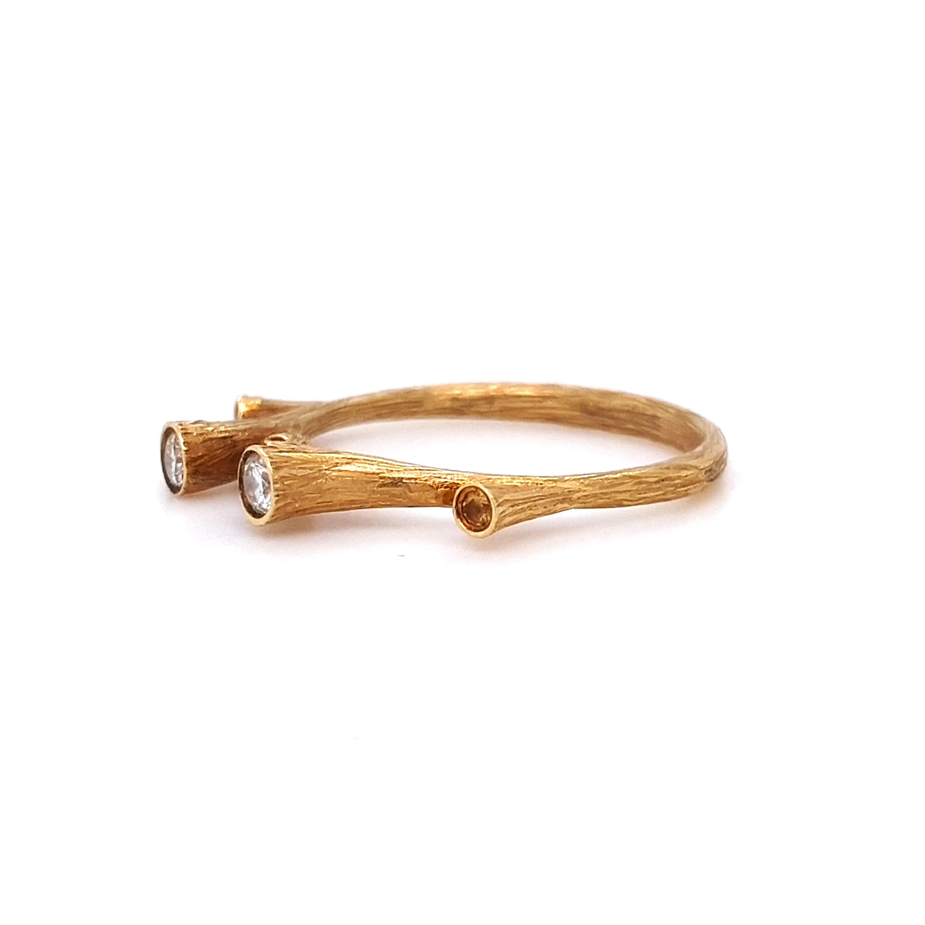 Fei Liu Stapelring aus 18 Karat Gelbgold mit Granat, Diamant und Citrin (Zeitgenössisch)