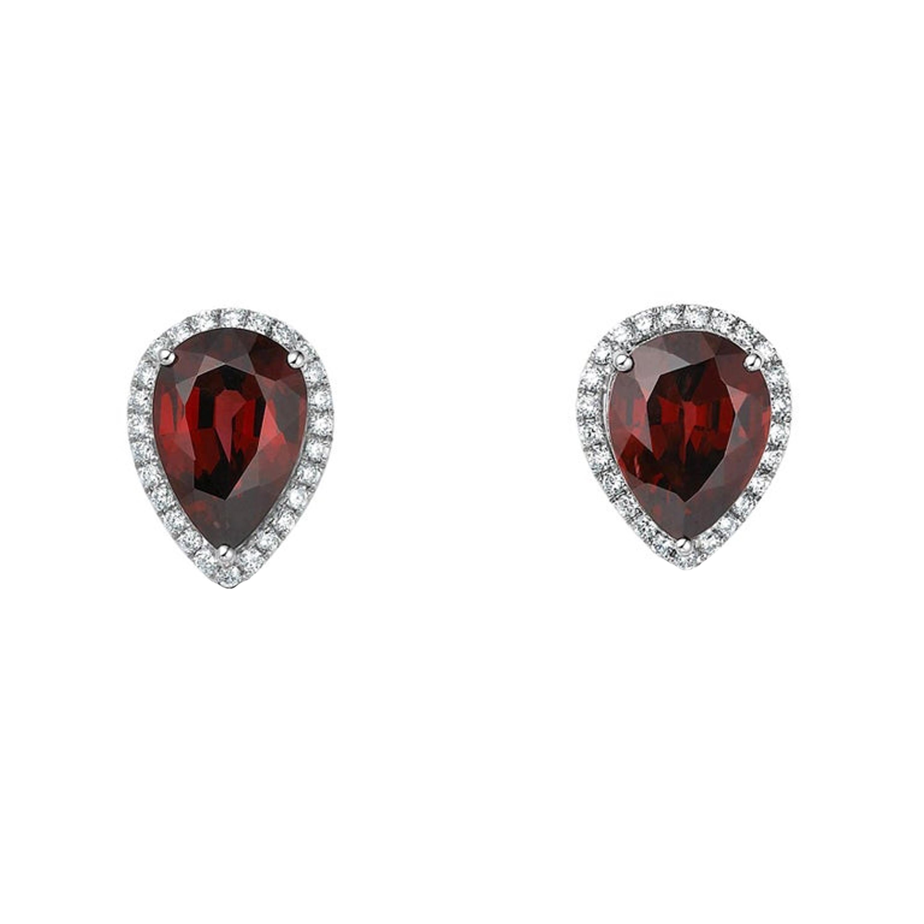 Fei Liu Garnet Diamond Baroque Pearl White Gold Two-Piece Stud Drop Earrings 1