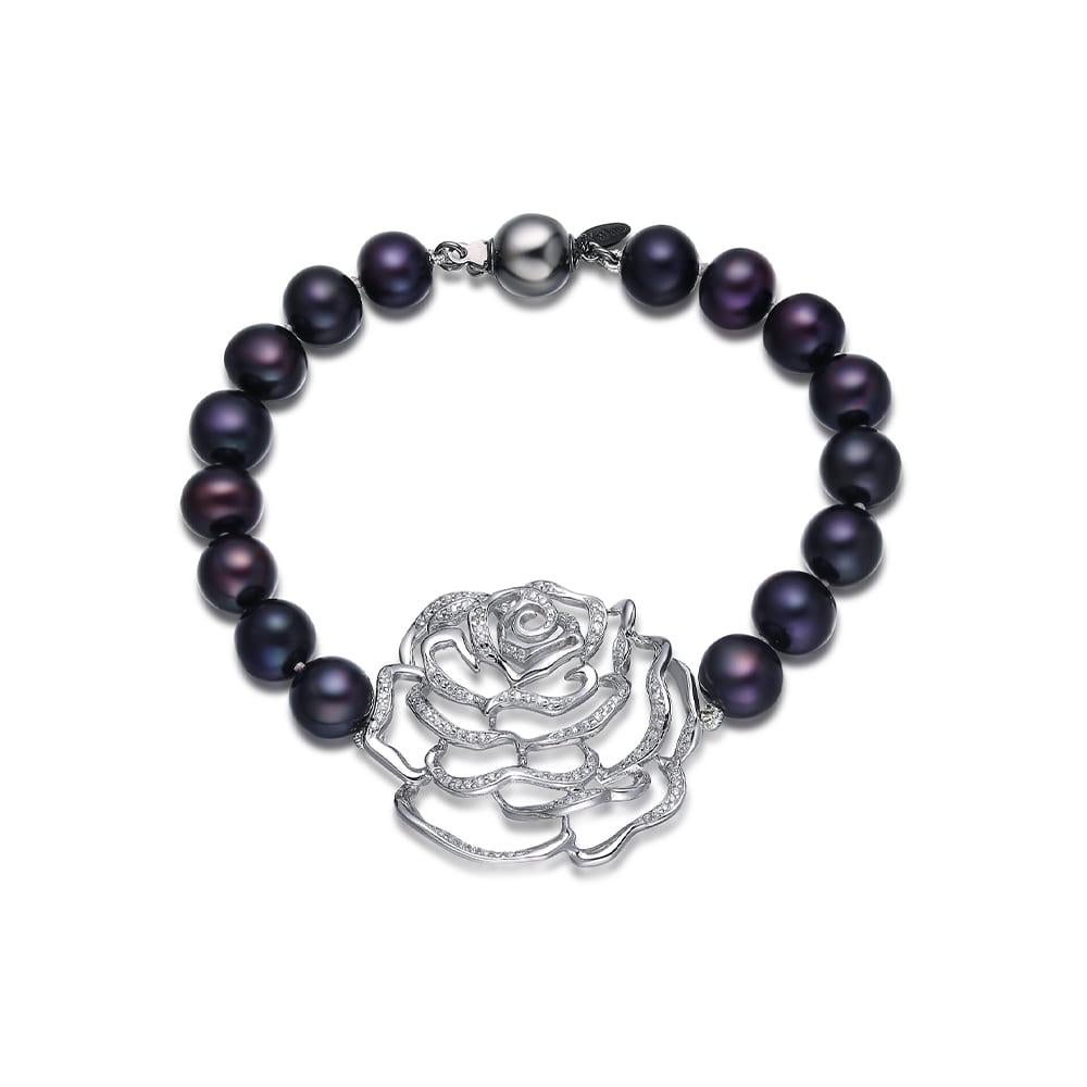 Contemporary Fei Liu Gem-Set Rose Peacock Pearl Sterling Silver Bracelet - 7.5 inches For Sale