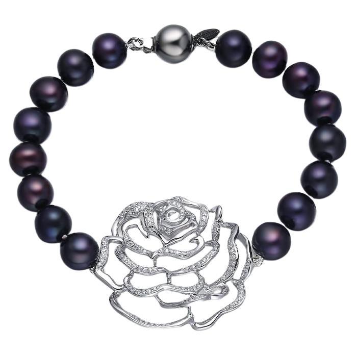 Fei Liu Gem-Set Rose Peacock Pearl Sterling Silver Bracelet - 7.5 inches