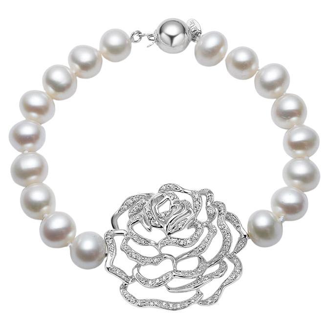 Fei Liu Gem-Set Rose Pearl Sterling Silver Bracelet - 7.5 inches
