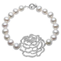 Fei Liu Gem-Set Rose Pearl Sterling Silver Bracelet - 7.5 inches