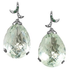 Boucles d'oreilles en goutte Fei Liu en or blanc 18 carats avec améthyste verte et diamants