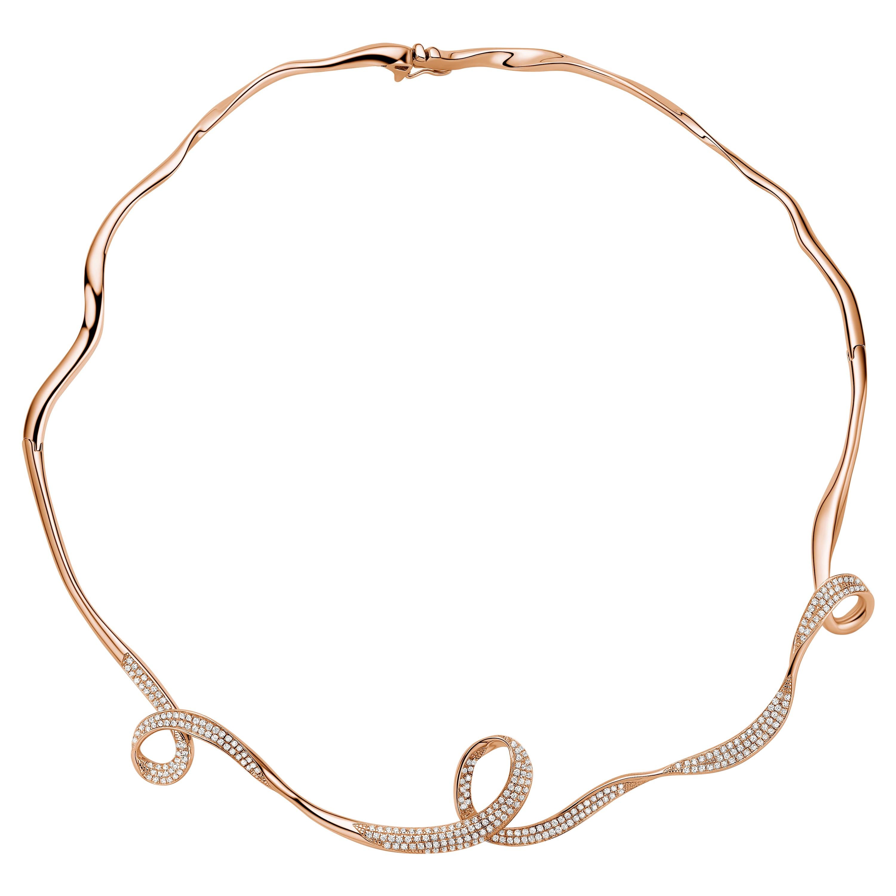 Fei Liu Hearts and Arrows Cubic Zirconia Rose Gold Plate Sterling Silver Choker