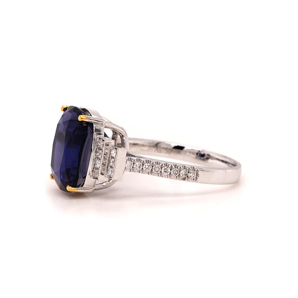 Contemporary Fei Liu Iolite Diamond 18 Karat White Gold Cocktail Ring