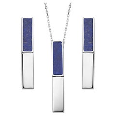 Fei Liu Lapis Lazuli Sterling Silver Pendant Drop Earrings Set