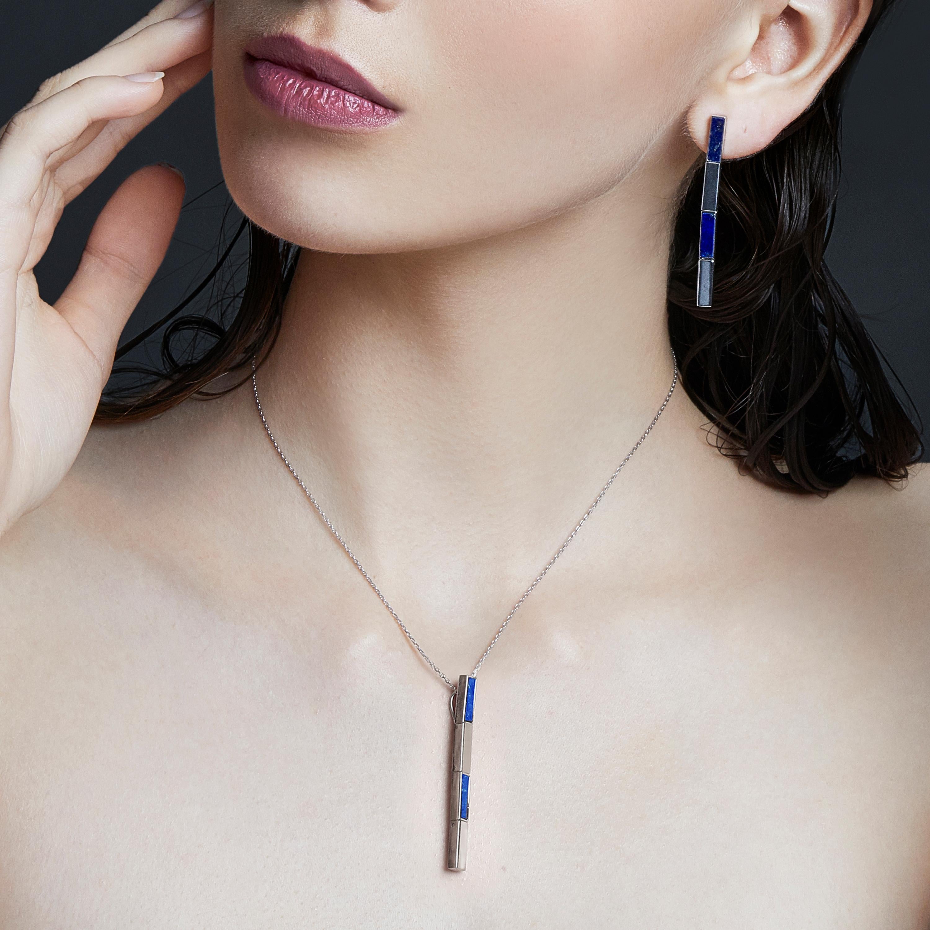 A lapis lazuli jewellery collection, which focuses on the celestial gemstone. The dreamy blue and gold flecks of the stone are reminiscent of the night sky. In spirituality, the lapis lazuli symbolises power, vision and spirit. Midnight Blue pendant