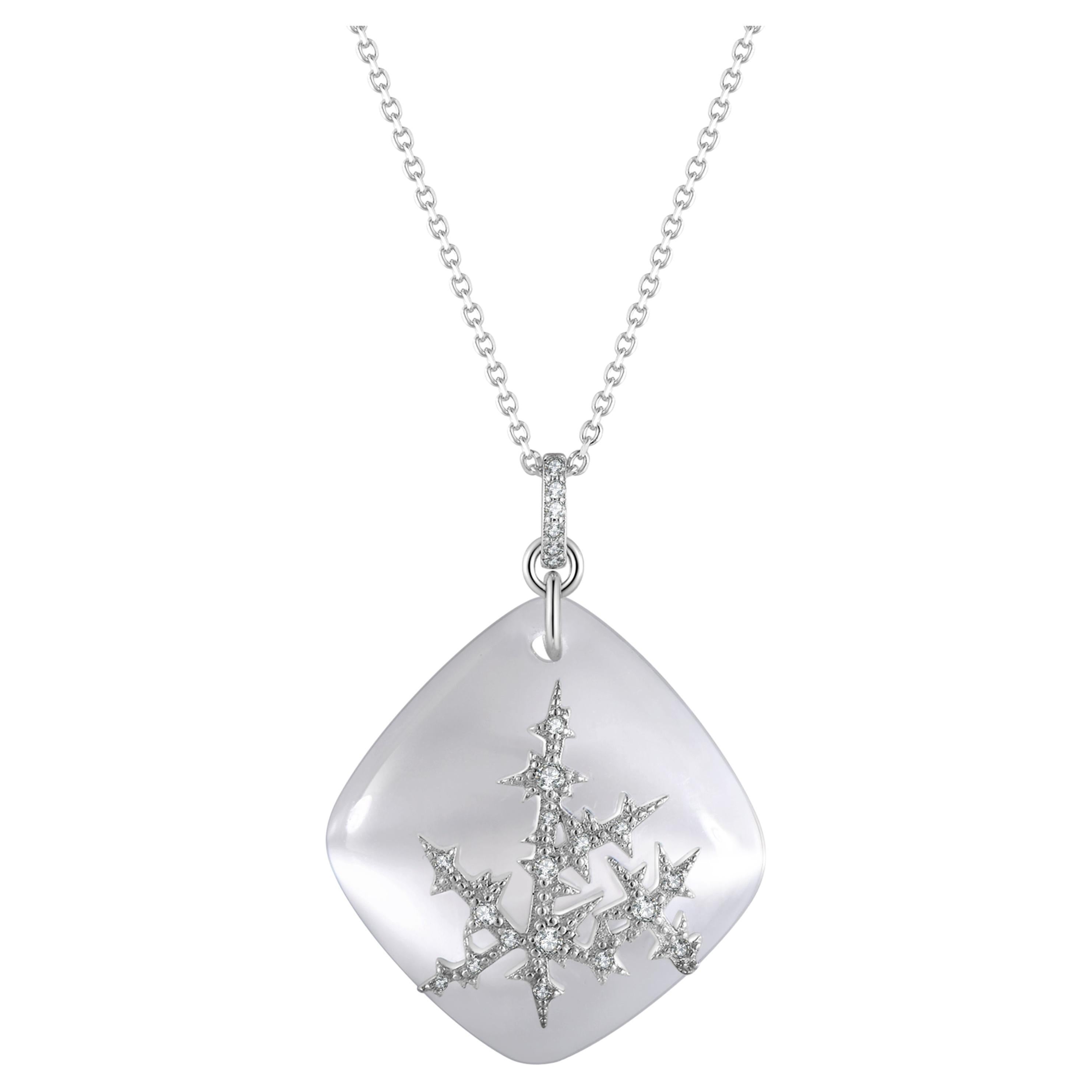 Fei Liu Limited Edition Cat's Eye Stone and CZ Snowflake Sterling Silver Pendant