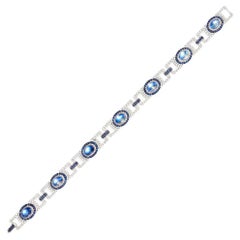 Fei Liu Moonstone Sapphire Diamond 18 Karat White Gold Bracelet