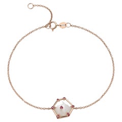 Fei Liu Mother of Pearl and Pink Sapphire 18 Karat Rose Gold Bracelet