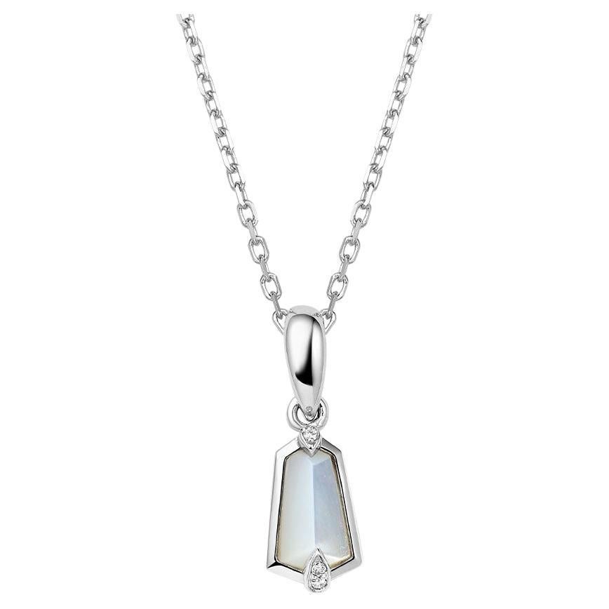 Fei Liu Mother of Pearl Diamond 18 Karat White Gold Mini Kite Pendant