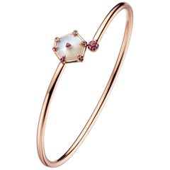 Fei Liu Mother of Pearl Pink Sapphire Bangle Bracelet