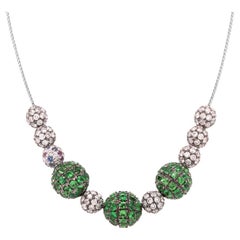 Fei Liu Ciondolo a sfera con pavé di tsavorite multicolore e diamanti 18 carati