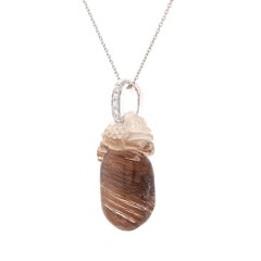 Fei Liu Mythical Motif, 21.15ct Rutilated Quartz and Diamond Platinum Pendant