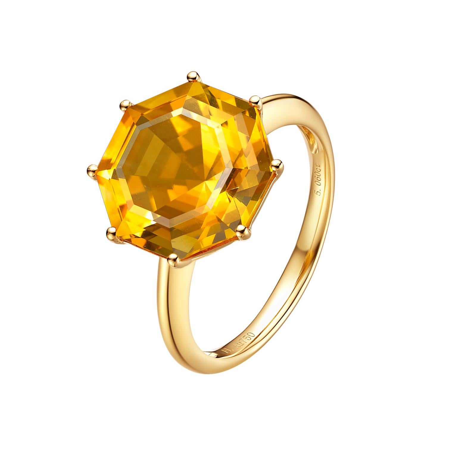 Citrine Diamond 18 Karat Yellow Gold Cocktail Ring For Sale at 1stDibs