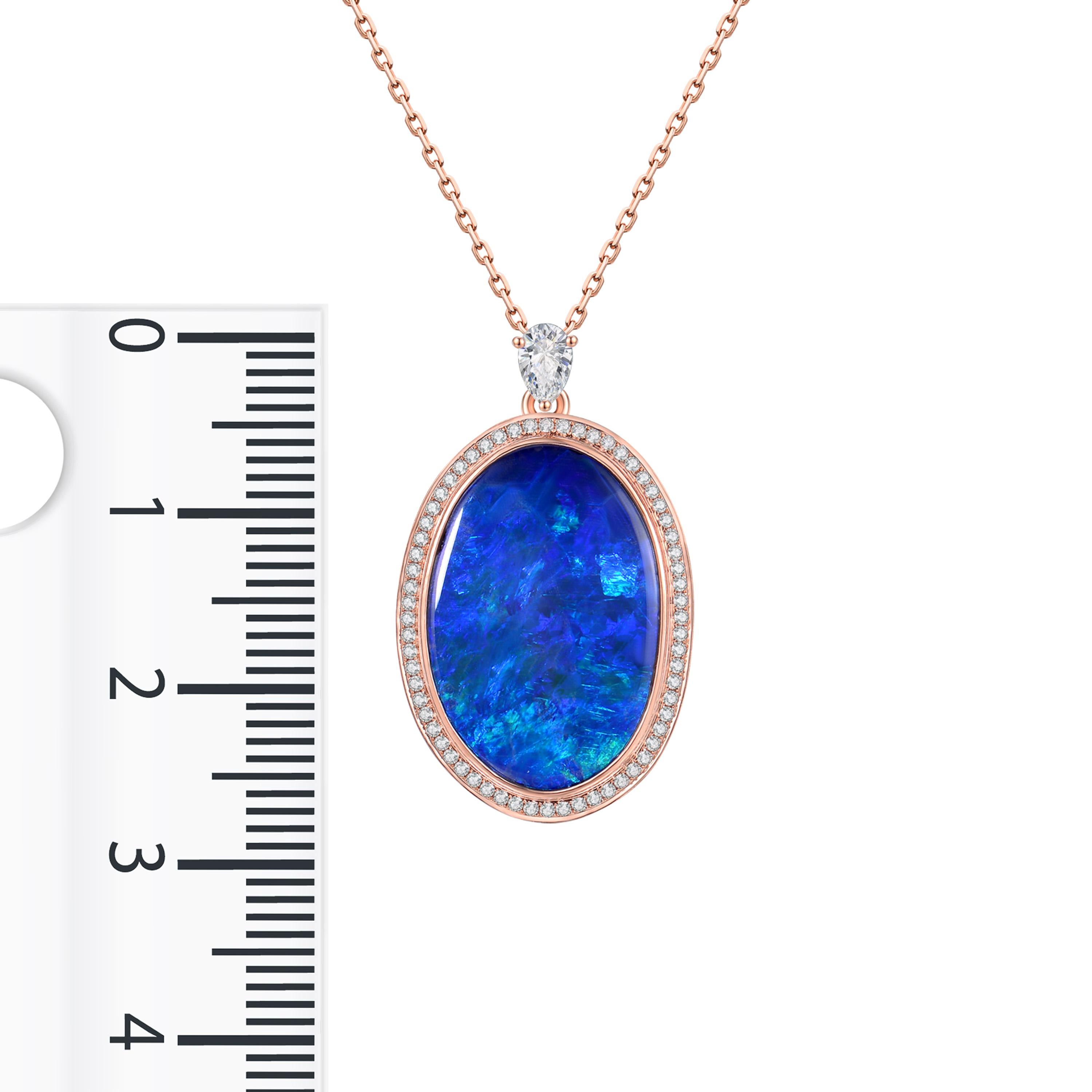 Contemporary Fei Liu Opal Diamond 18 Karat Rose Gold Pendant Necklace