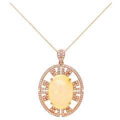 Fei Liu Opal Diamond 18 Karat Rose Gold Pendant Necklace