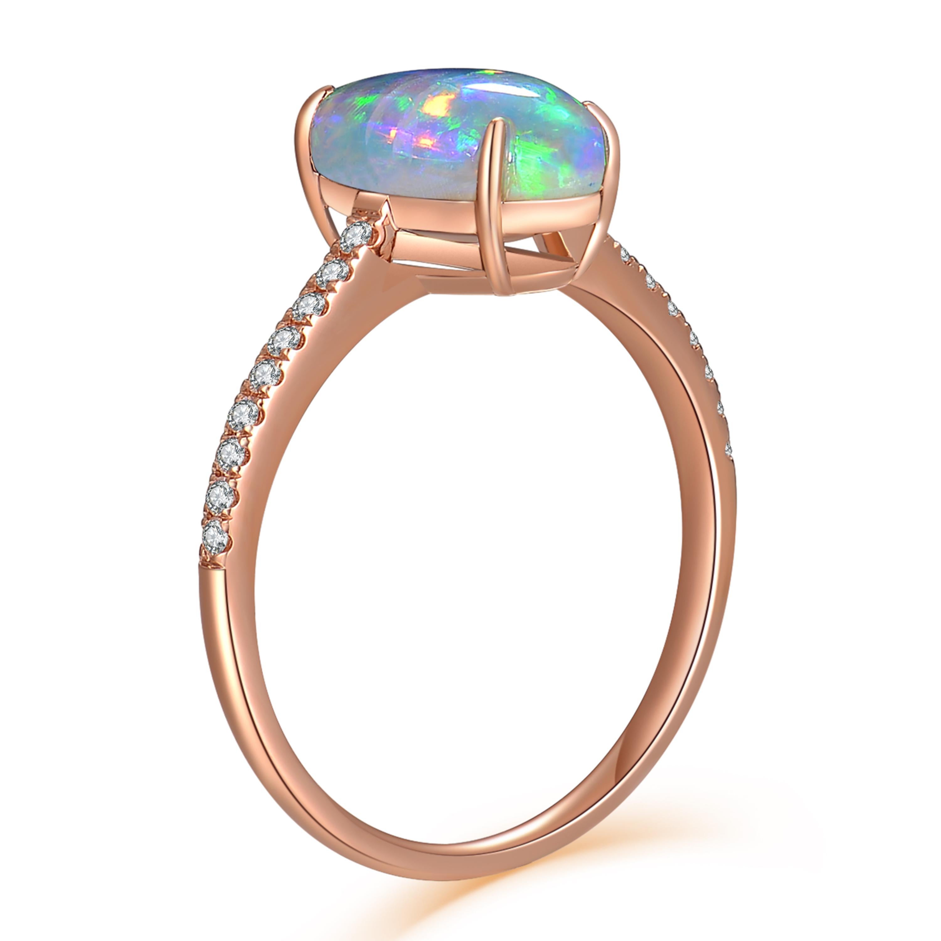 Contemporary Fei Liu Opal Diamond 18 Karat Rose Gold Ring
