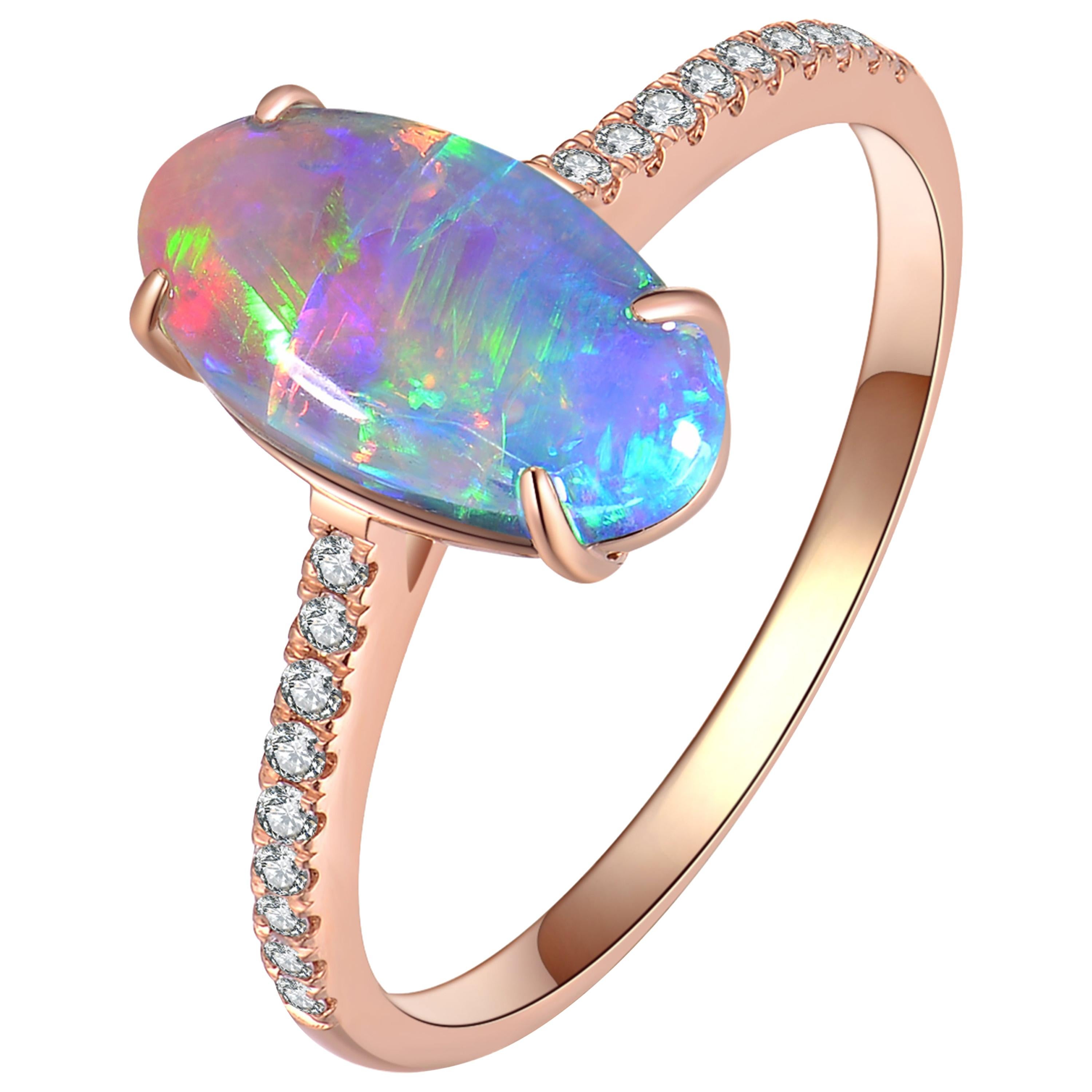 Fei Liu Opal Diamond 18 Karat Rose Gold Ring