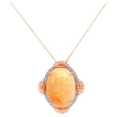Fei Liu Opal Diamond 18ct Two-Tone Gold Pendant Necklace