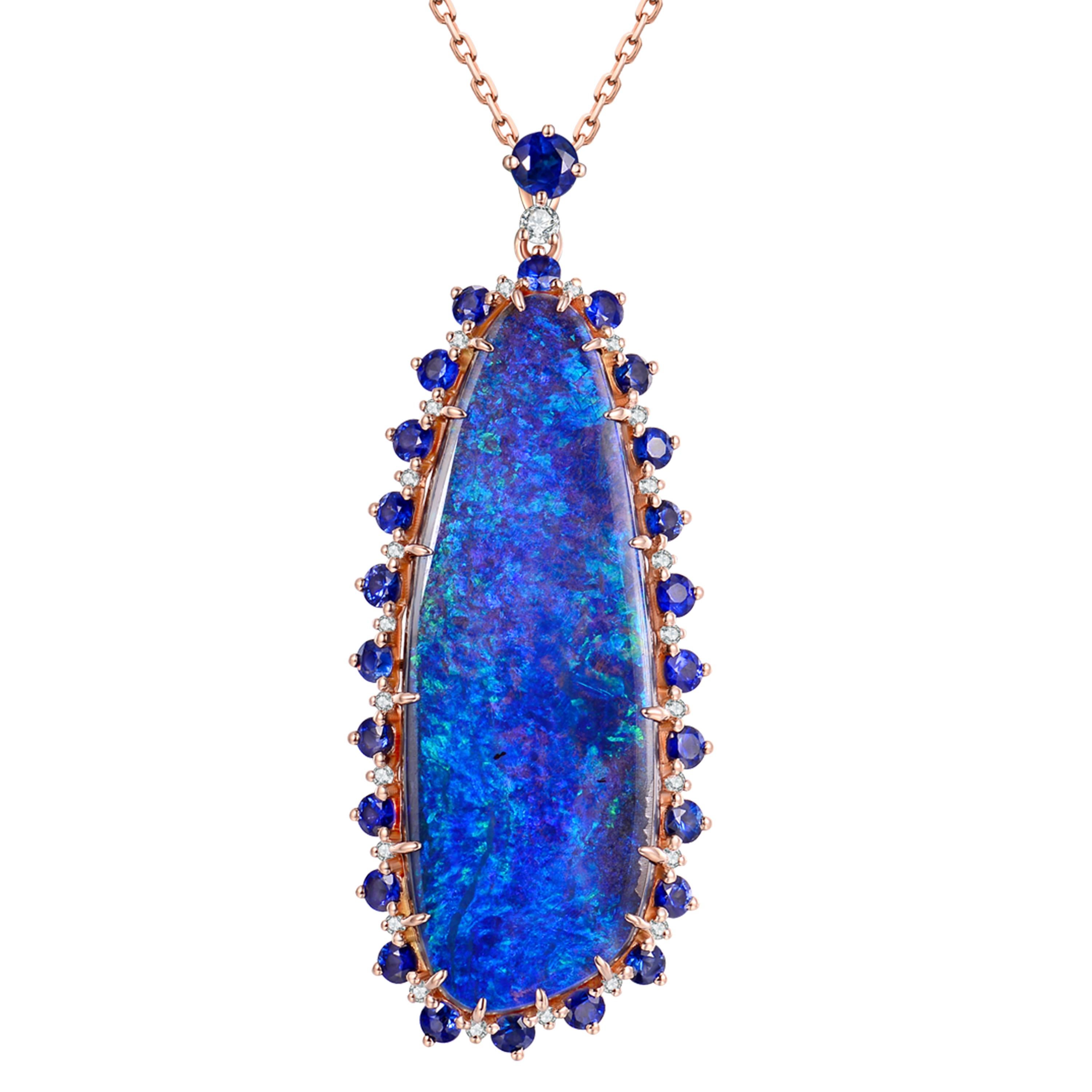 blue sapphire and opal necklace