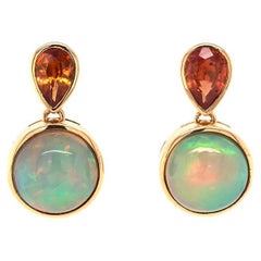 Fei Liu Orange Tourmaline and Opal 18ct Gold Drop Earrings