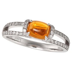 Fei Liu Oval Cabochon Citrin Diamant 18 Karat Weißgold Ring - Größe N1/2