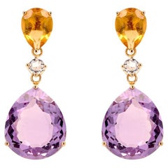 Fei Liu Pear-Cut Citrine, Sapphire and Amethyst 18K Yellow Gold Drop Earrings