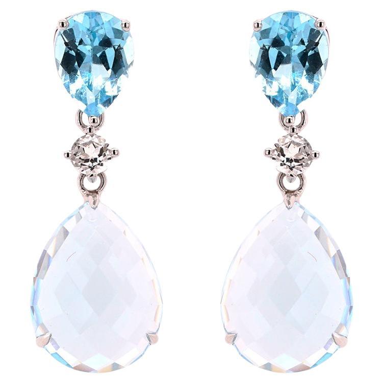 Fei Liu Pear-Cut Topaz, Sapphire, Briolette Topaz 18K White Gold Drop Earrings