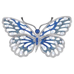 Bague papillon en argent sterling Fei Liu Pearl Blue White Cubic Zirconia