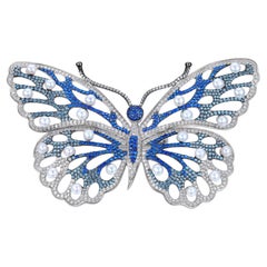 Fei Liu Pearl Blue White Cubic Zirconia Sterling Silver Butterfly Ring