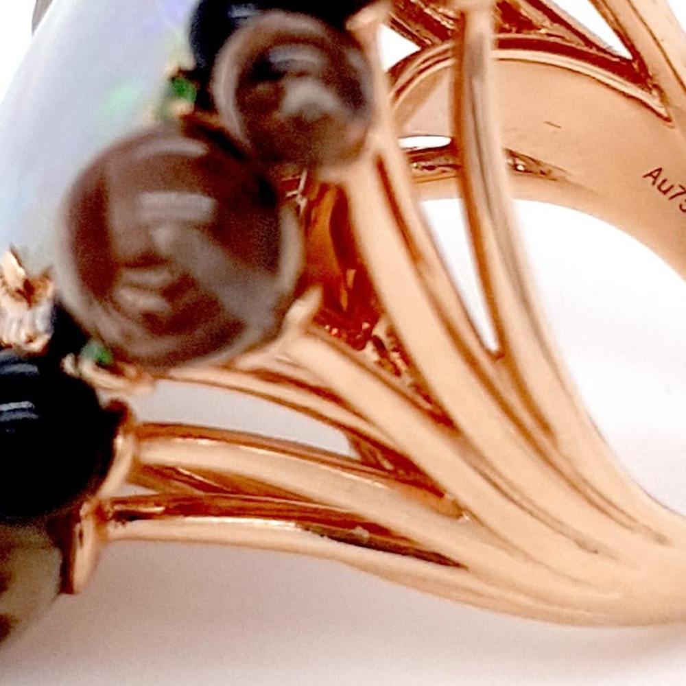 Fei Liu Bague Pentagon-Cut Queensland Opal, Dia, Smoky Quartz et Tsavorite 18K Pour femmes en vente